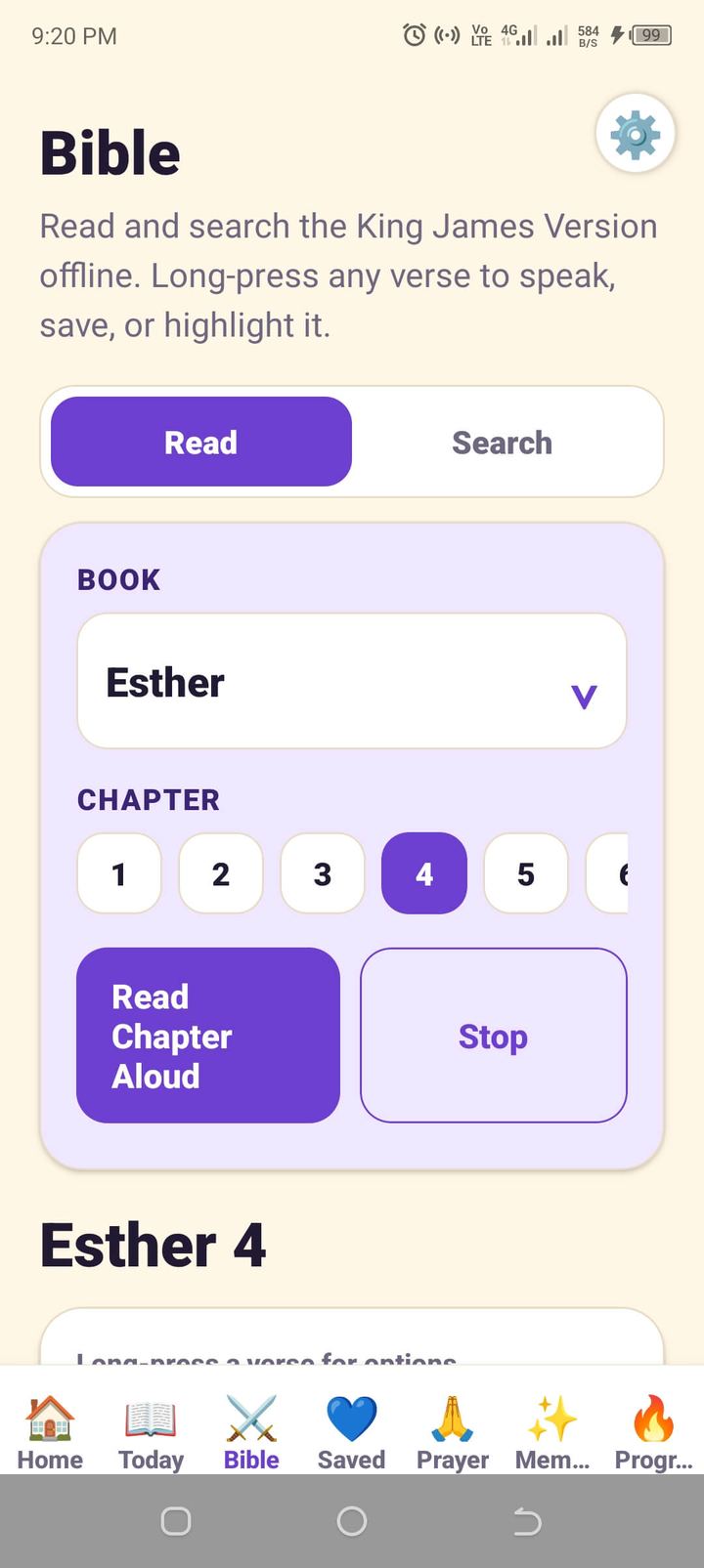 Sanda's WordUp Bible reader screen