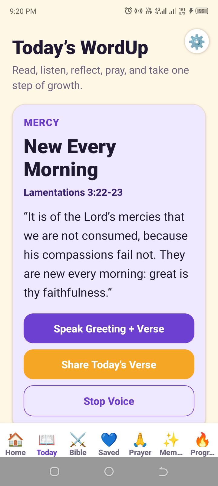 Sanda's WordUp Today devotion screen